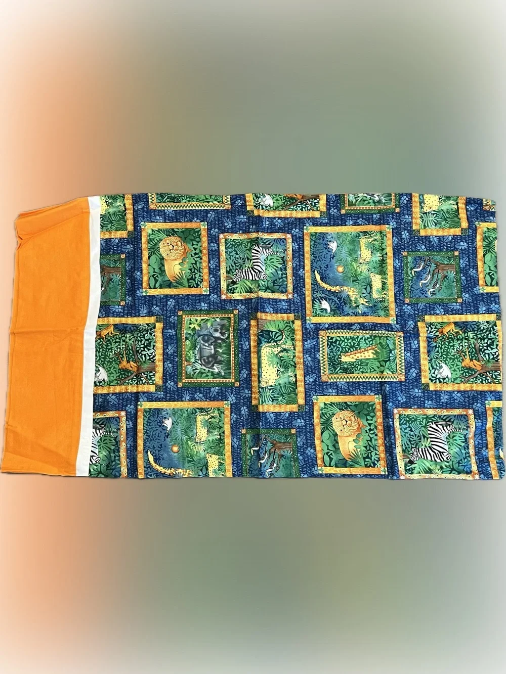 ❌Vintage Handmade New Safari Print Pillowcase  Orange Accent Bedding Accent Deco